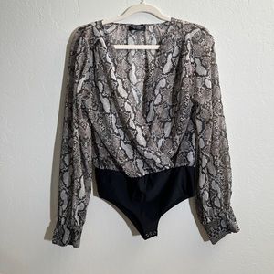 Zara snakeskin print georgette bodysuit